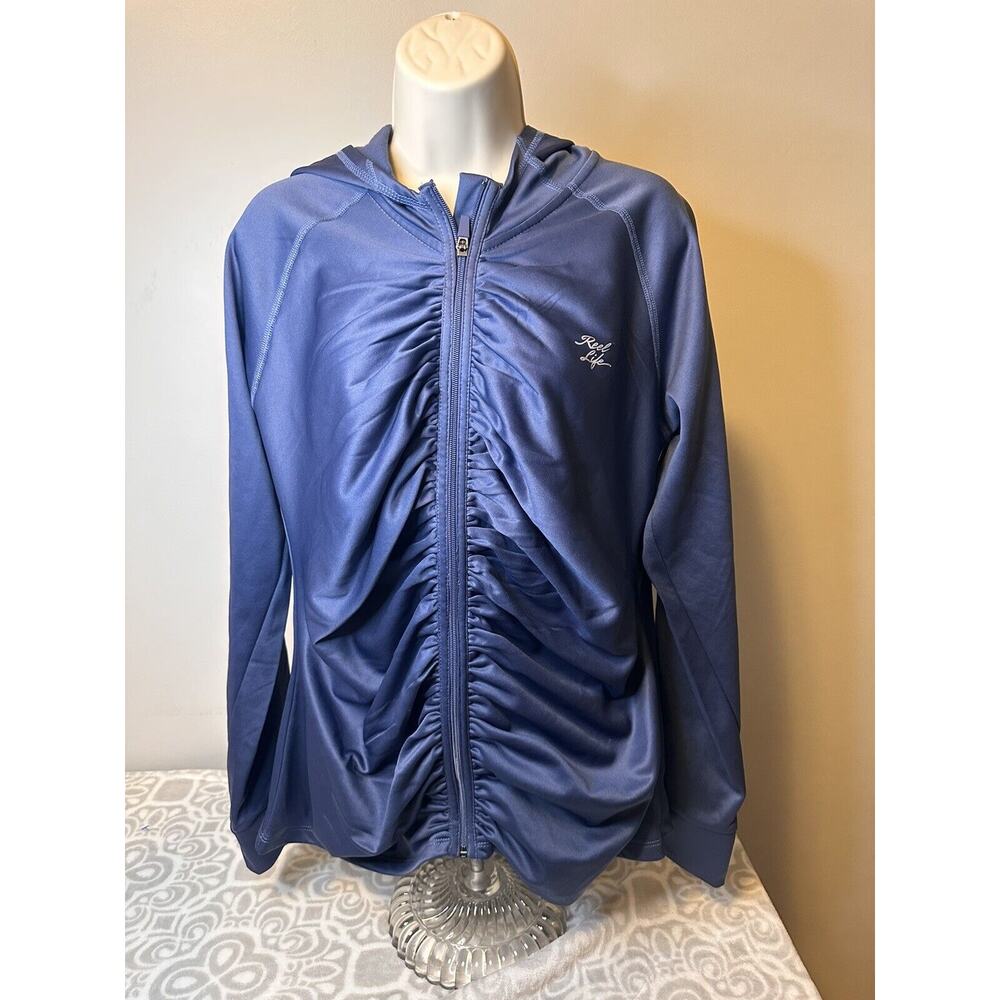 Womens reel life Blue NORTH SHORE ZIP HOODIE Size Large, Fishing Sun Protection